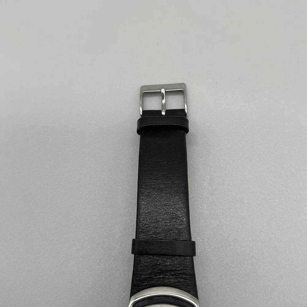 Skagen 597SLB Womens Watch 30mm Black Dial Leather Date Stainless New Battery